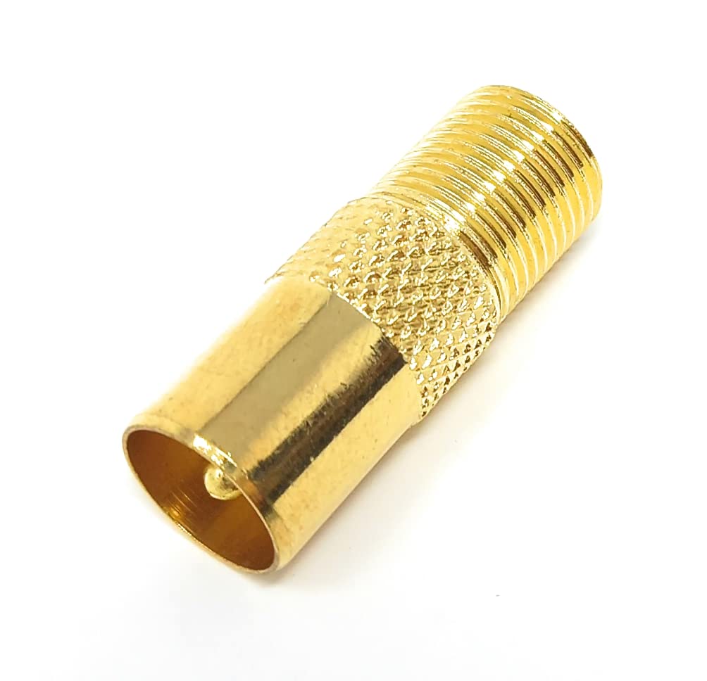 DRUT TV RF Male to F Type Screw Connector Socket Aerial Coax Adapter Coaxial Plug (Gold)