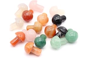 QSLLER 12pcs Natural Semi-precious Stone Rough Mushroom Shape DIY Home Decoration Ornaments Exquisite Jewelry Random Color Size 15x20mm