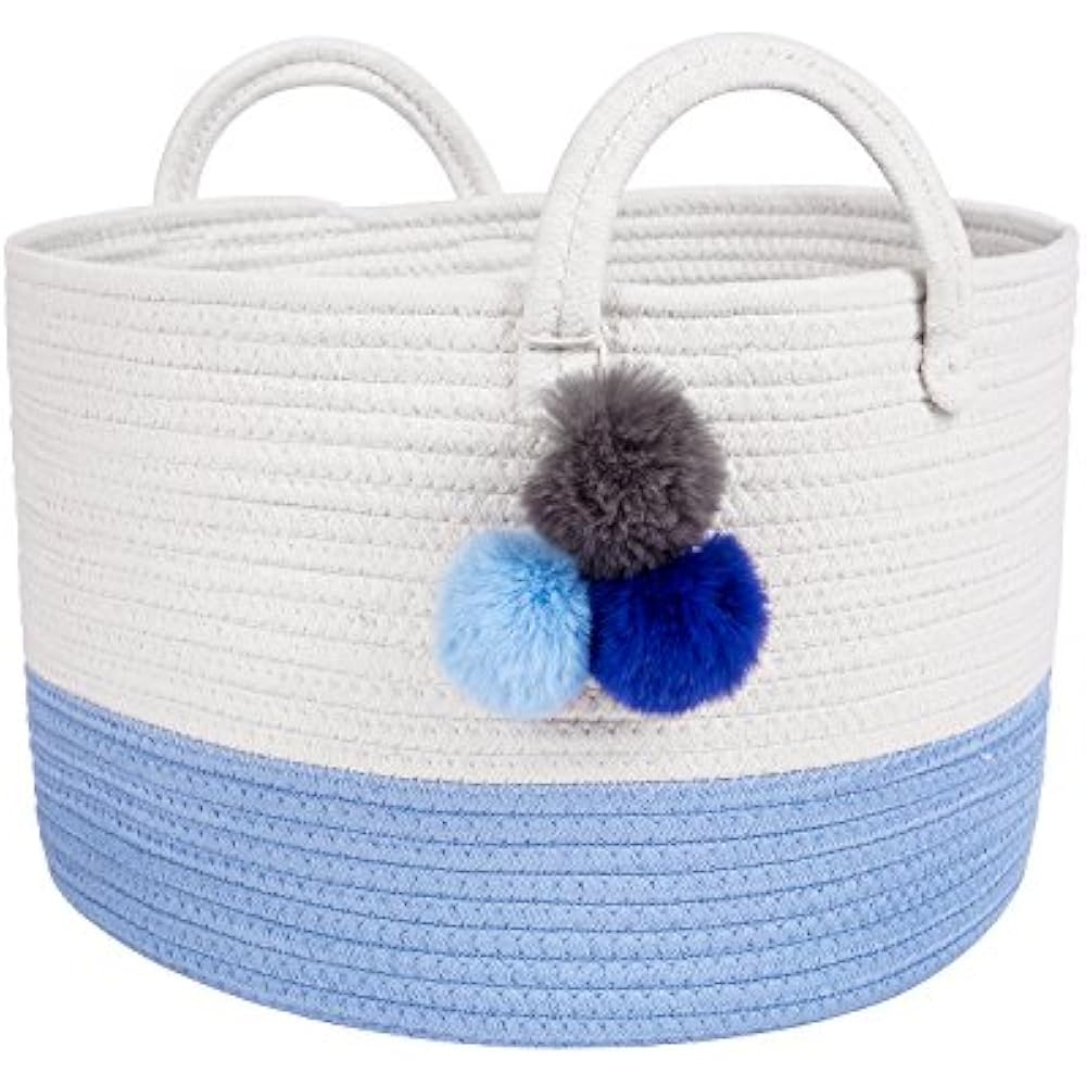 Short Laundry Hampers Blue Nursery Basket 16 X10 Woven