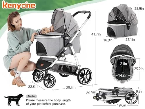 ペットカートKenyone C510 グレイ Kenyone Pet Stroller (Removable