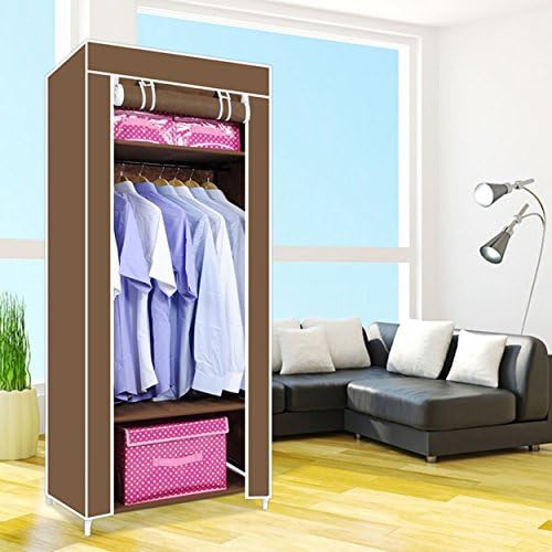 Wardrobe1 Non-woven Fabric Multipurpose Single Shelf Steel Storage Organizer (Brown)