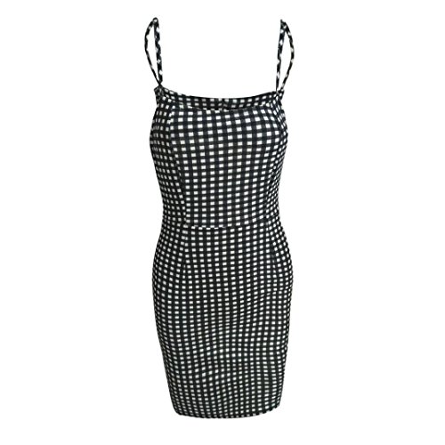 Clearance Deals Plaid Dress,ZYooh Women Backless Sleeveless Party Sexy Mini Strap Dress (black, S)