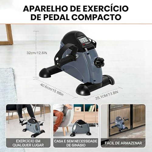 WEAGP Mini Bicicleta Estática, Ejercicio de Pedal de Bicicleta con Pantalla LCD, Mini Bicicleta de Ejercicio con 2 Pedales para Ejercitar Piernas para Ejercitar Manos para Ejercitador, Azul