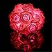20 LED Rose Flower String Lights Wedding Garden Christmas Decor - Battery Operated Lamp string (pink)