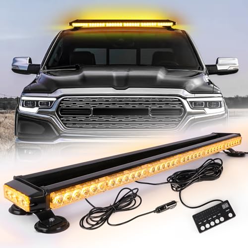 ROUTEKING 95 cm 80 LED Flashing Strobe Light Bar – 12 V/24 V Magnetic LED Beacon for Vehicle Car, Beacon with Magnetic Base (Amber)