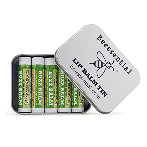 Beessential Buzz Balm Peppermint Lip Balm Five-pack Tin