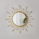 KKTAPOS Gold Mirrors for Wall - Metal Sunburst Wall Mirror Room Decor & Home Decor, Boho Mirror Wall Decor Gifts for Women & Moms (Small, Sunshine)