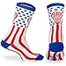 Chalk talk sports Athletic Half Cushioned Crew Socks, Mid Calf, American Lax Socks, Red/White/Blue one size