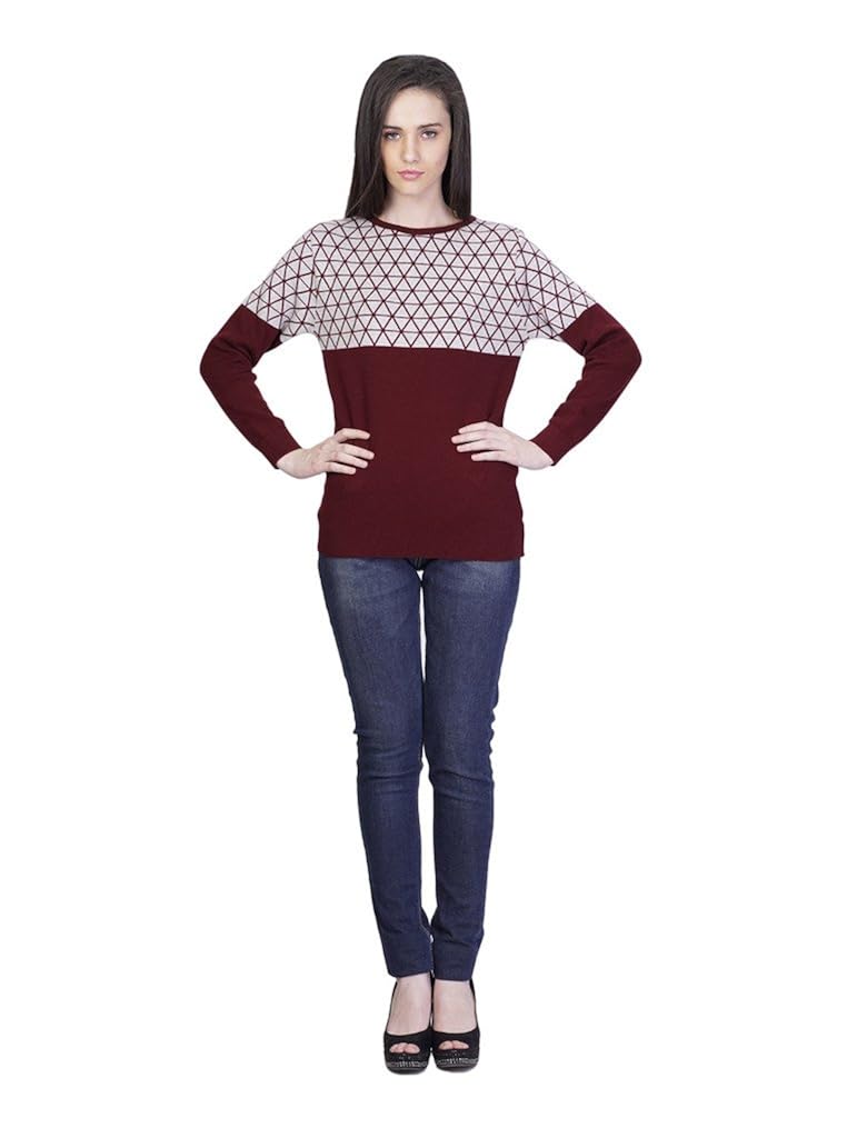 women's round neck jacquard cotton sweater
