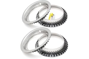 OxGord Beauty Trim Rings for 15 inch Rally Wheels 3 inch Deep, Rally Polished Stainless Steel with 360 Degrees Saw Tooth Clip Retention - 4 Pack