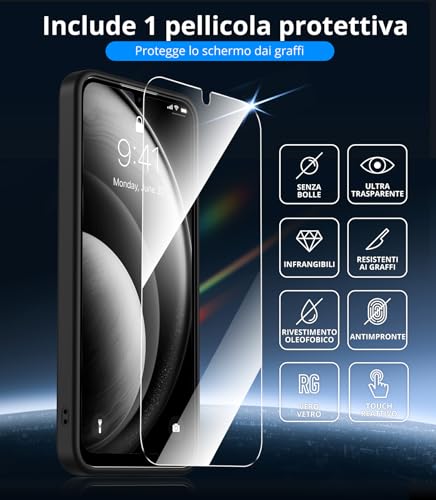 Vansdon Magnetic Cover for Samsung Galaxy A16 4G/5G with 1 Piece Tempered Glass, Magsafe Compatible, Military Grade Fall Protection, Translucent Matte Slim Shockproof Case, Black