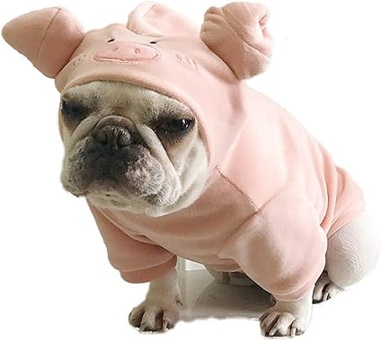 Amazon Pp Dd 犬服 豚デザイン ブタの年 パーカー 面白い 暖かい 帽子付き 犬 フレンチブルドッグ フレブル コスチューム 小型中型犬 犬の服 ピンク かわいい おしゃれ 秋 春夏用 冬用 ハロウィン クリスマス仮装 コスプレ コスチューム イベント 散歩 ジョギング 猫に