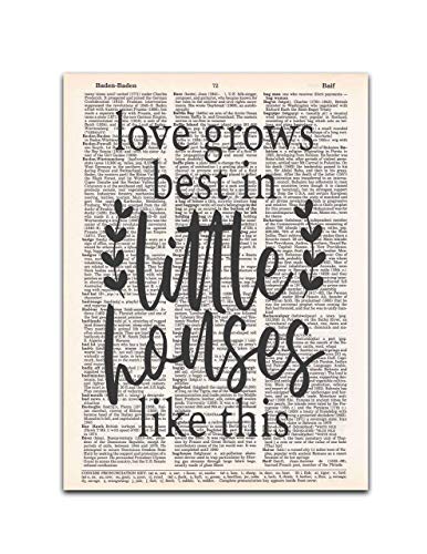 Love Grows Best in Little Houses Like This, Dictionary Page Art Print, 8x11 inches, Unframed