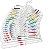 Vremi Clothes Hangers 20 Pack - Non Slip Ultra Slim Plastic Hanger Set with Secure Grip Strips and Durable Chrome Metal Hooks - Gray and Multi Color