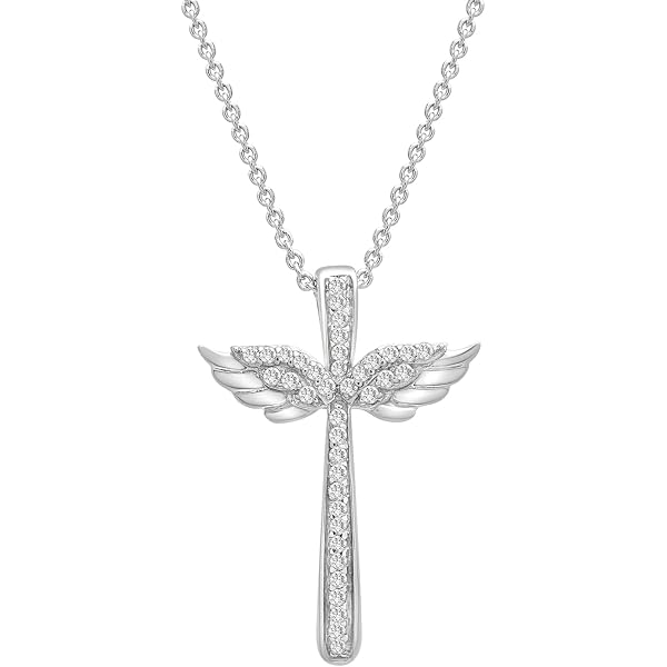 Dazzlingrock Collection 0.20 Carat Diamond Infinity Cross Pendant | Sterling Silver, 18" Chain Included - View #4