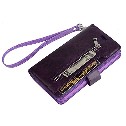 elecfan iPhone 8 Plus,iPhone 7 Plus Wallet Handbag Case for Girls Women Men, Retro Vintage Case with Credit Card Holders,Premium PU Leather Case with Hand Strap,Smart Magnetic Cover Case - Purple