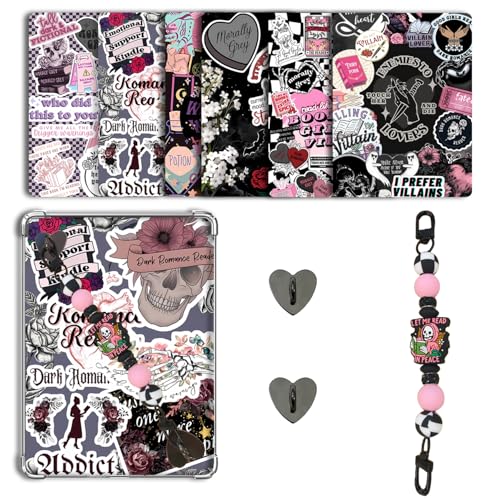 CuddleJunk 6 PCS 6.8” x 4.8” Clear Back Cover Inserts Compatible for Kindle Paper white 11th-12th Color Soft with Silicone Beaded Strap Charm, Accessories for Kindle E-reader