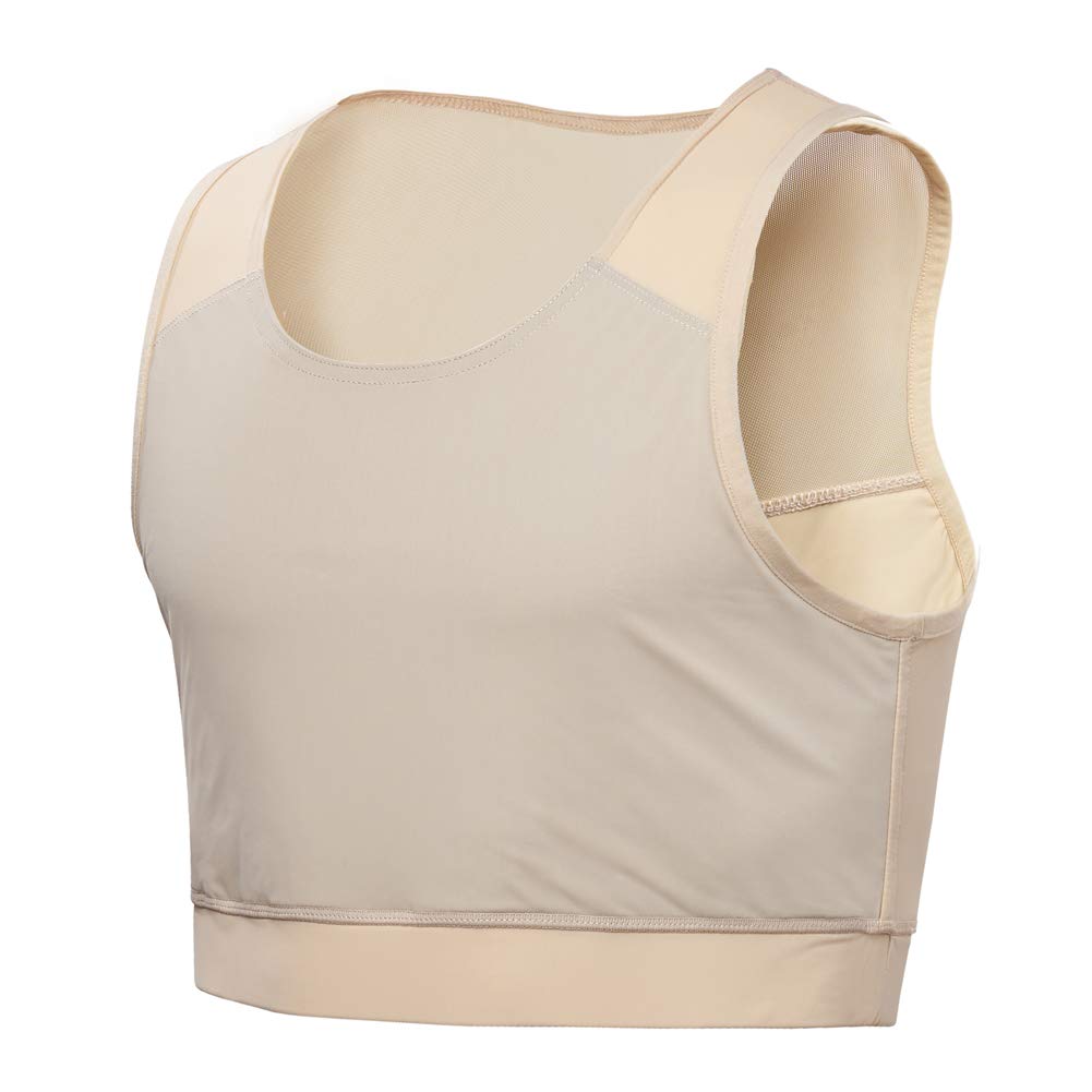Idtswch Chest Binder For Transgender Breast Binder Half Ftm Binder chest compression Bra - Beige - XL