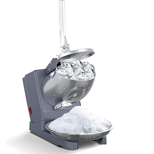 LXHSY Electric Ice Shaver Machine, 500W Ice Crusher Ice Machine Commercial Household Shaved Ice Machine 304 Stainless Steel for Cocktails, Ice Cream, Smoothies, Cold Juice,Gray