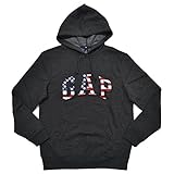 GAP Mens Fleece Arch Logo Pullover Hoodie (USA Gray, Medium)