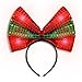 FlashingBlinkyLights Sequin Light Up Green & Red Christmas Bow Headband