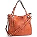 WISHESGEM Women Handbags PU Leather Tote Shoulder Bags Satchel Zipper Cross Body Bags Brown