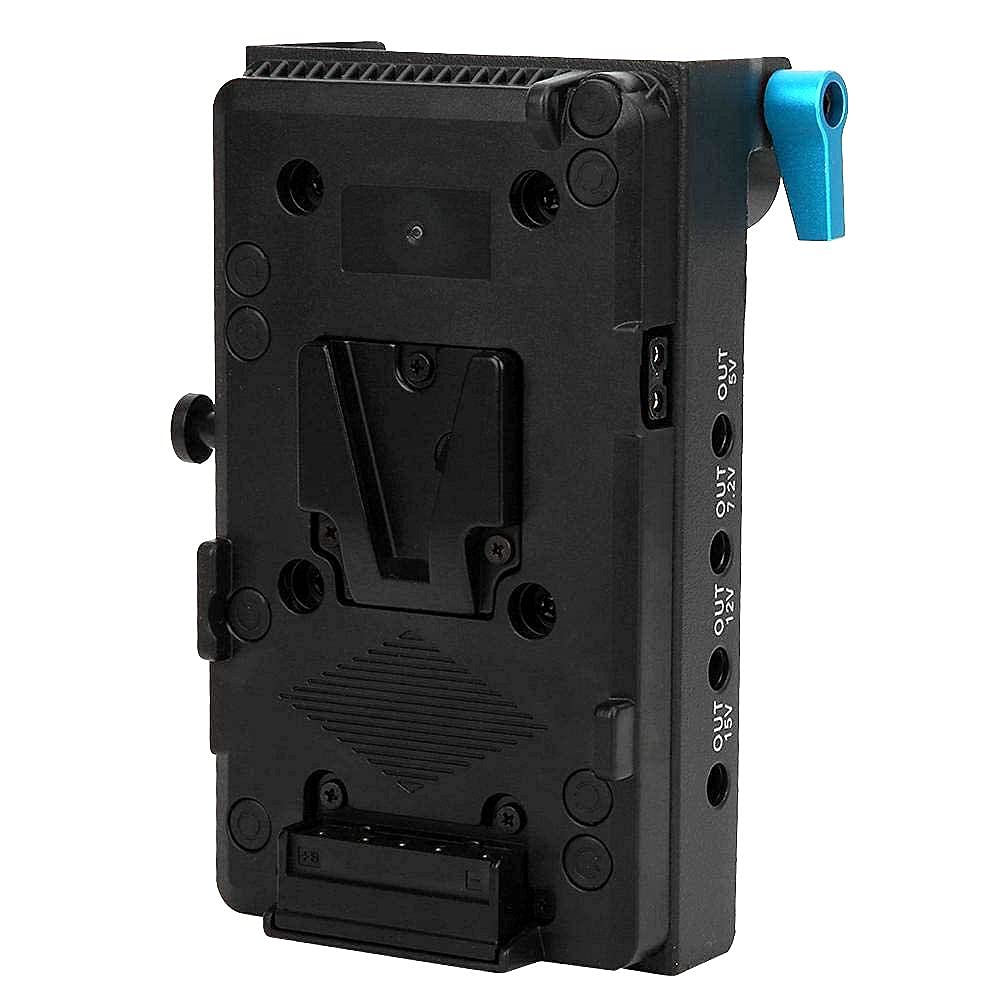 V Mount Battery Plate V-Lock Battery Plate Adapter EL15 Full Decode with 15mm Dual Hole Rod Clamp for Camera Monitor Audio Recorder