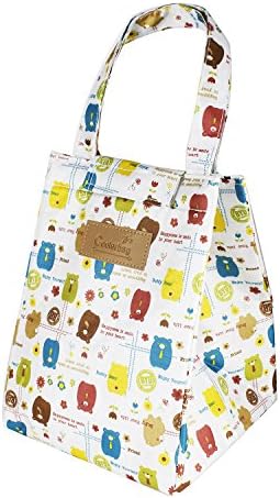 Violet Mist Reuseable Cute Cotton Lunch Bag Well Insulated Lunch Box Tote Waterproof Aluminum Film Cooler Bag(Bear)