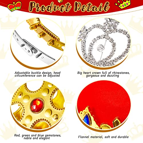 4 Packs King Crowns Princess Tiara Adjustable Crowns Gold Crown Funny