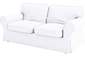 HomeTown Market Heavy Cotton Ektorp Sofa Cover Replacement is Made Compatible for Ektorp Sofa Cover, 3 Seat Loveseat Or Armchair Slipcover Replacement (White Loveseat)