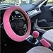 Cdycam Non-Slip Car Decoration Steering Wheel Handbrake Gear Shift Cover Plush New (Pink)