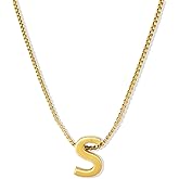 Freeunfet Initial Necklace for Women, 14k Gold Plated A-Z Letter Pendant Necklace, Personalized Tiny Dainty Box Chain Choker, Classic Simple Jewelry Gift for Her