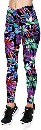 Lesubuy V Wide Waistband Full Length High Waisted Compression Gym Athletic Exercise Leggings Workout for Women XS-XL