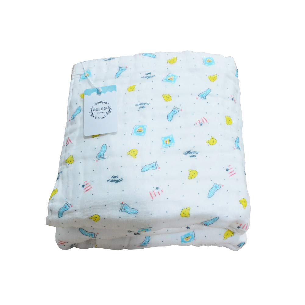 Baby Swaddle Blanket, Muslin 100% Cotton Six Layers Infant Stroller Blanket Ultra Soft & Absorbent Babies Bath Towel Thick 110 x 115cm (a Free face Towel)
