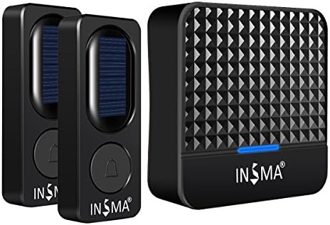 Solar Wireless Doorbell Waterproof Doorbell Kit 1 Chime &amp; 2 Button, Door Bell with Built-in Battery, Easy Setup Plug &amp; Play 1000 Feet Long Range Signal Wear Walls Door Chime 52 Chimes, by INSMA