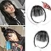 Ugeat Remy Human Hair Pieces Front Clip in Hair #1b Natural Black Color Fringe Hair Extensions with Hair Temples