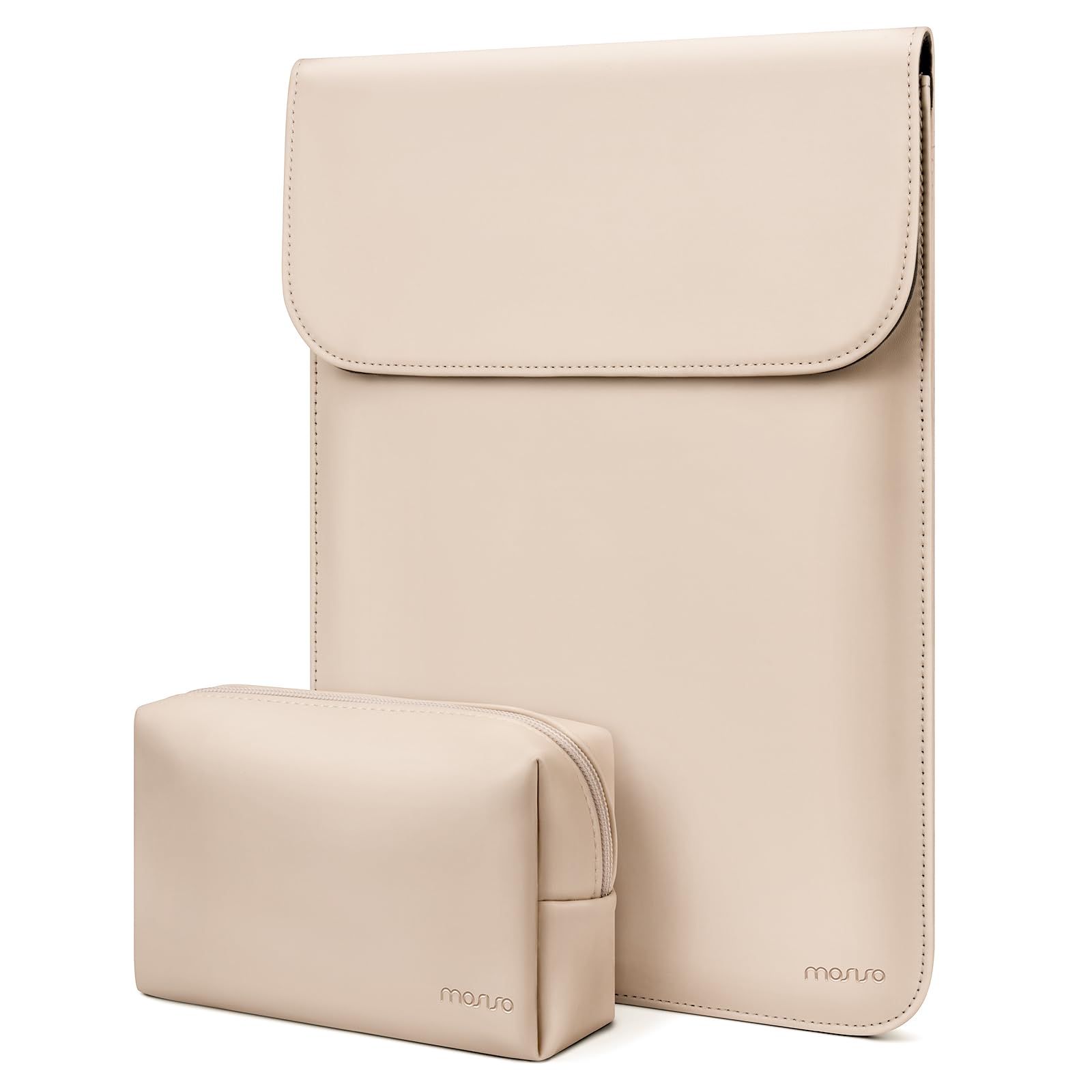 MOSISO Protective Laptop Case 13 inch, 13 inch Laptop Sleeve Compatible with MacBook Air M5 M4 M3 M2 M1/ Neo A18 chip/Pro 13 M2 M1,Surface Pro, Faux Suede Leather Case with Small Bag, Apricot