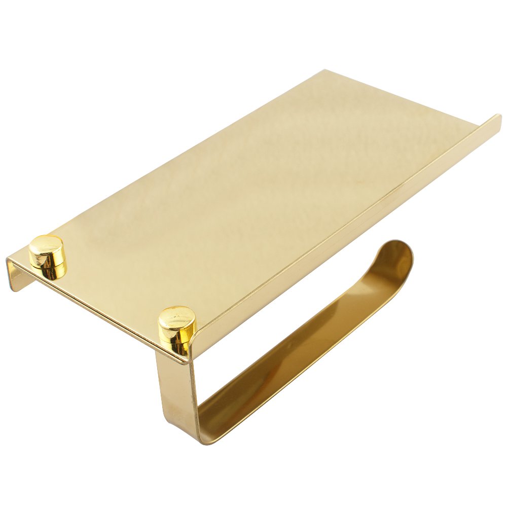 Risingmed Support de Papier Toilette Chrome Porte-Papier de Toilette WC, Porte-Rouleau de Papier Toilette en Acier Inoxydable (or)