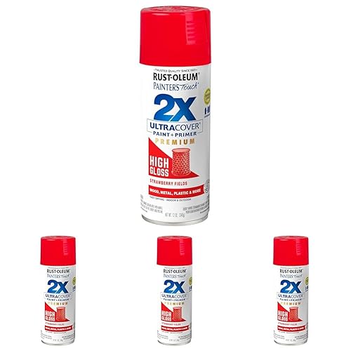 Rust-Oleum 331180 Painter's Touch 2X Ultra Cover Spray Paint, 12 oz, High Gloss Strawberry Fields (Pack of 4)