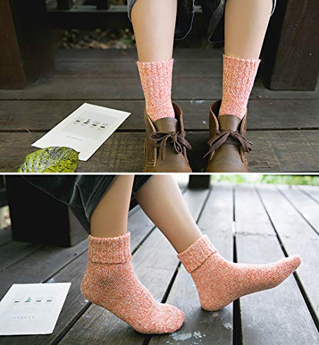 Pack of 5 Womens Thick Knit Warm Casual Wool Crew Winter Socks, Mixed Colors 1- 5 Pack,one size(fits shoe size 5-10) - Thumbnail 7