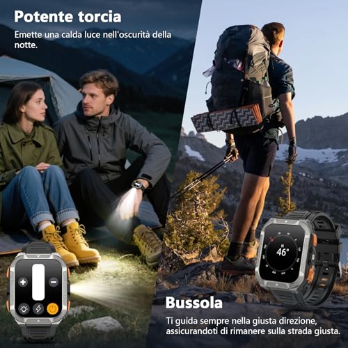 Blackview Men's Smartwatch, Fitness Smart Watch with Bluetooth Calls, 1.91 Inch GPS Smartwatch Military Men 115+ Sports Modes, Heart Rate Monitor, SpO2, Torch, Bussla for Android iOS