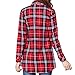 Women's Mid-Long Style Roll-Up Sleeve Plaid Flannel Shirt