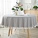 ColorBird Stripe Tassel Tablecloth Cotton Linen Dust-Proof Table Cover for Kitchen Dinning Tabletop Decoration (Round, 60 Inch, Blue)