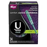 U by Kotex Sleek Tampons, Super Absorbency, Unscented, 34 Count (Pack of 6)