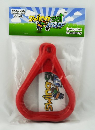 Swing Set Stuff Plastic Trapeze Rings with SSS Logo Sticker, Red - Thumbnail 2