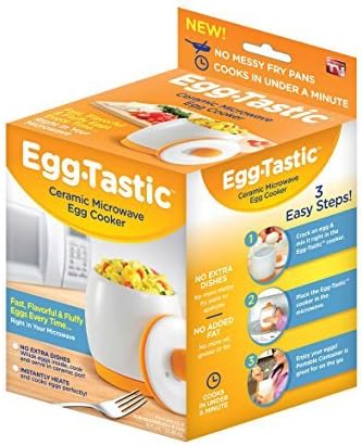 Egg-Tastic Ceramic Microwave Egg Cooker | Measures 4.33" L x 4.33" W x 4.92" H