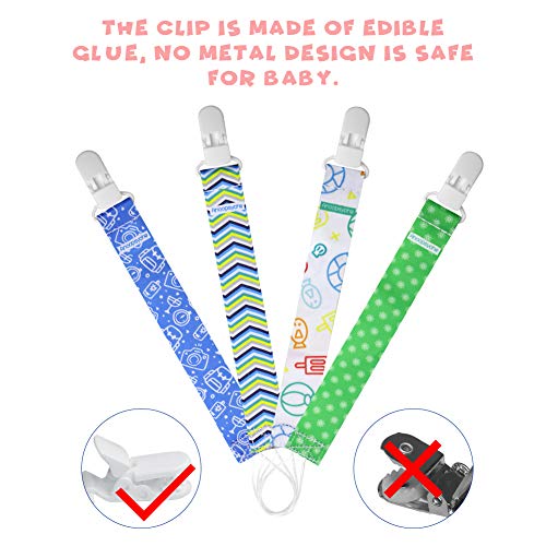 Pacifier Clip for Boys and Girls 8 Pack Plastic Teething Clips Modern Designs Universal Holder for Pacifiers Teething Toy and Soothie by ANOOPSYCHE
