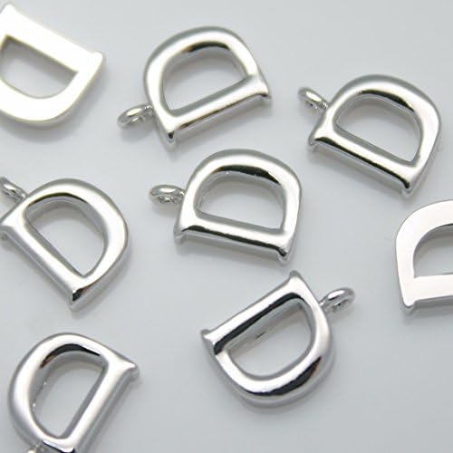 2 pieces of Glossy Shiny Silver Initial Alphabet 'D' Pendants Charms Connectors links Metal beads Silver plated over brass for earrings necklace bracelets etc. Jewelry Making Supplies #in-1-sv-d