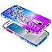 LG K20 Plus Case, LG K20 V /K20 /K10 2017 /Harmony/Grace LTE with Tempered Glass Screen Protector, NageBee Glitter Liquid Bling Waterfall Floating Sparkle Women Girls Kids Cute Case -Purple/Blue