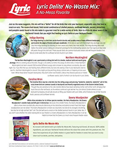 Lyric Delite Wild Bird Seed - No Waste Bird Food Mix with Shell-Free